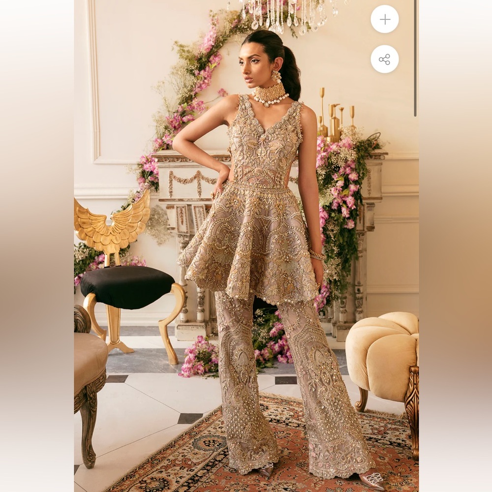 Elegant Gold Embroidered Women's Dress